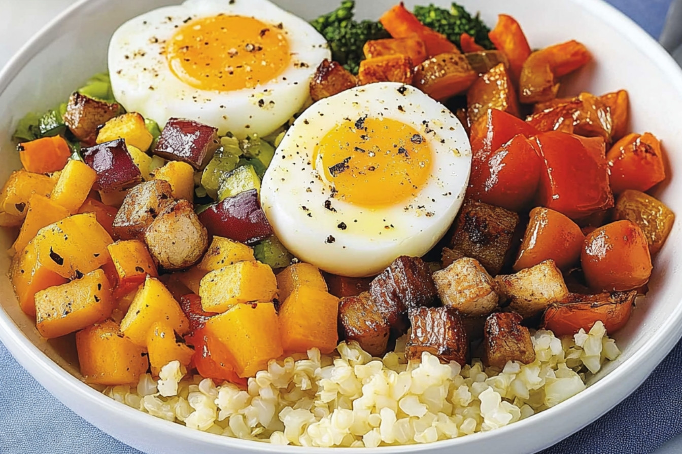 1bols-aux-oeufs-mollets-legumes-rotis-et-riz-de-chou-fleur