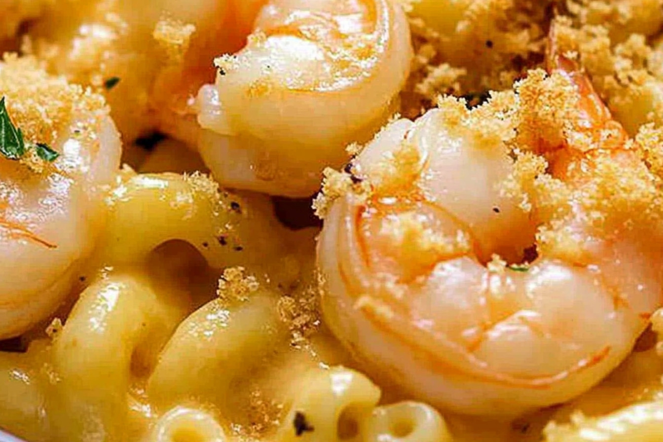 1macaroni-au-fromage-cremeux-avec-des-crevettes-delicieuses