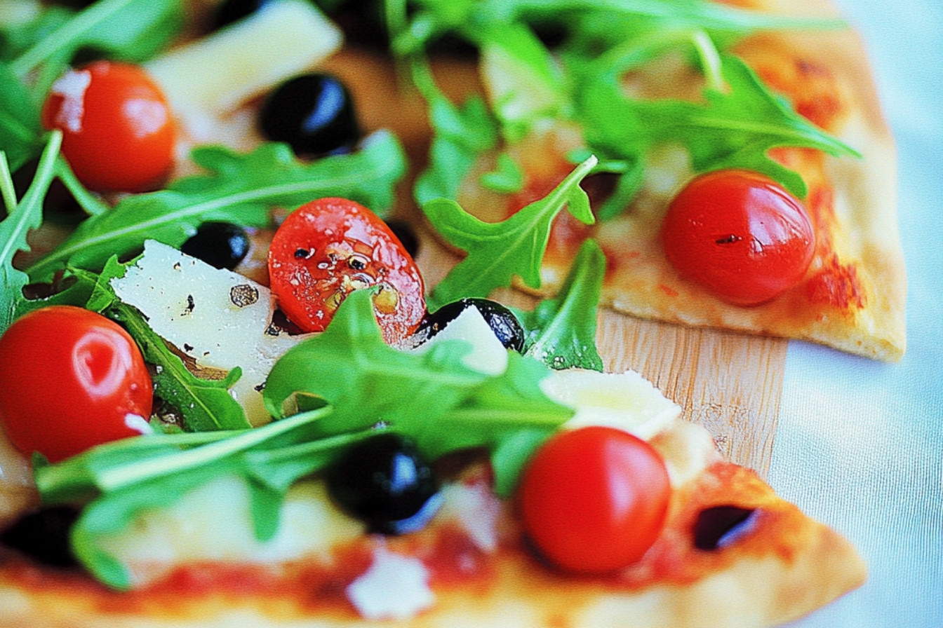 1pizza-aux-olives-tomates-et-roquette-delicieuse