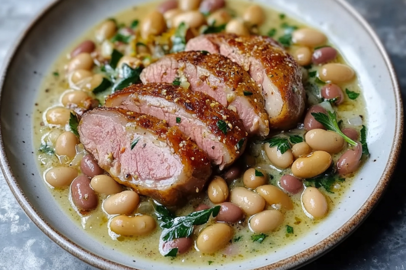 1poitrine-de-canard-croustillante-aux-haricots-cremeux